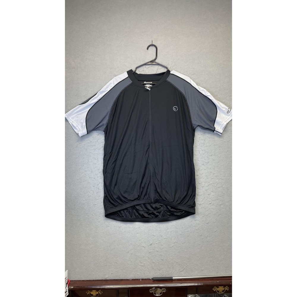 Canari‎ Cycling Jersey Mens 2XL Black Gray White Full Zip Short Sleeve Road